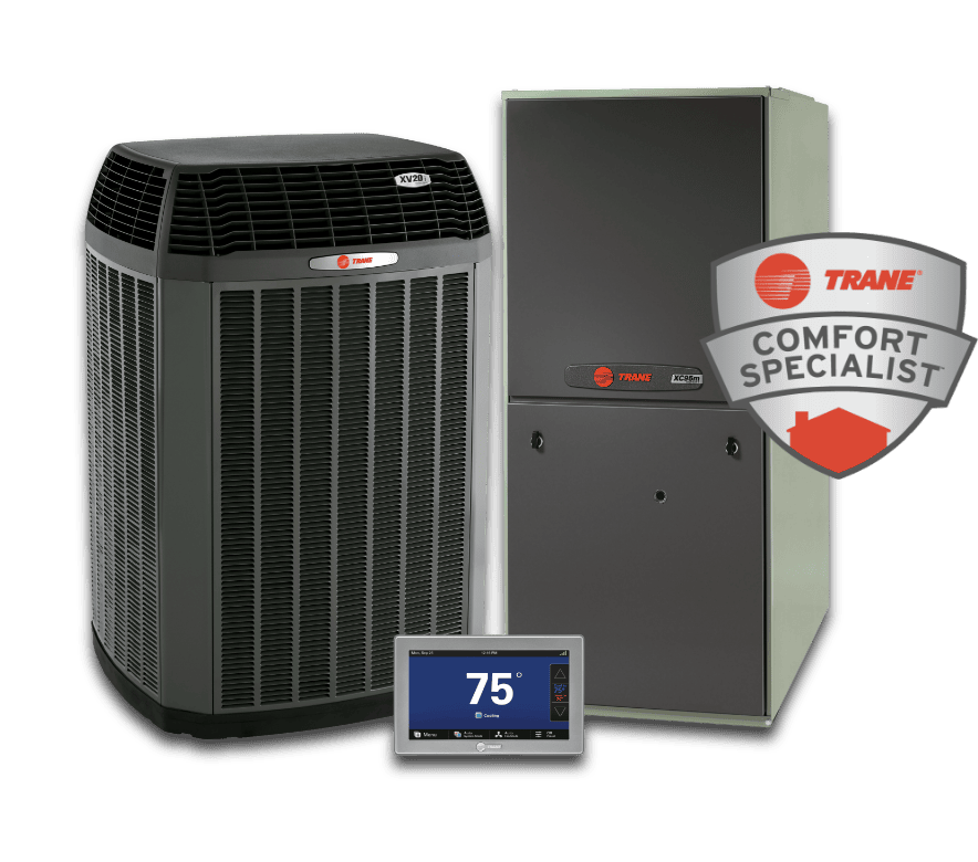 Trane heating and cooling equipment for Clear Air's Trane Comfort Specialist section of website.